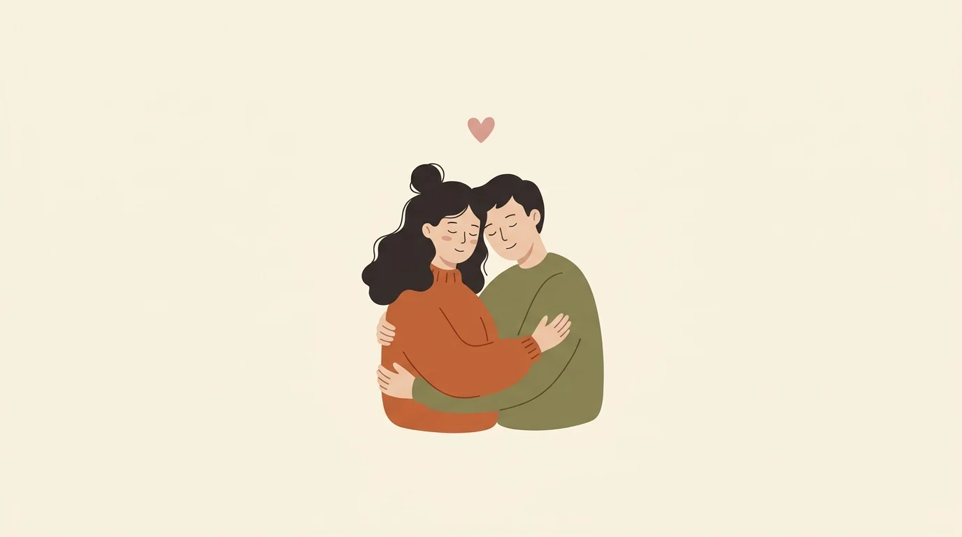 Couple sharing a warm hug, illustrating pookie