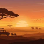 Animals at a safari sunset, illustrating hakuna matata
