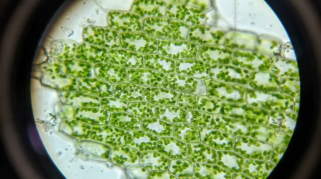 Microscope view of living cells, used to study organelles like the mitochondria